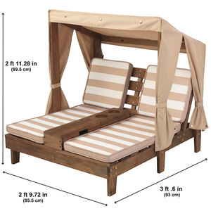 Muebles de patio para niños, regalo <span class=keywords><strong>gris</strong></span>, poli ratán, madera maciza, chaise lounge doble para exteriores, <span class=keywords><strong>silla</strong></span> de playa de Alemania con cojín - Product Image 4