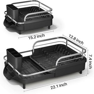 Escurridor de Platos Expandible para Encimera de Cocina, Escurridor de Platos Resistente a la Oxidación con Soporte para Utensilios y Barandilla Elevada - Product Image 3