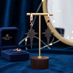 Black Stone Dangle <b>Clip</b> On Pole Star Earring Wholesale Turkish Handcrafted Fine 925 Sterling Silver Jewelry - Product Image 3