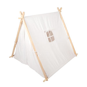 Tente de jeu en toile blanche, tipi, maison de jeu pour enfants avec 2 portes et une fenêtre pour une utilisation dans le salon - Product Image 1