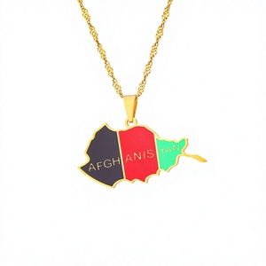 Collar con Colgante de Mapa de Afganistán, Cadena de Acero Inoxidable con Esmalte, Joyería Colorida con Forma de País, Ideal para Regalo de Fiesta - Product Image 4