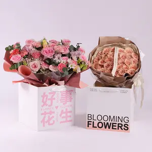 China Leveranciers Luxe Valentijnsdag Bloemen Boeket Geschenken Papieren Zakken Met Handvat