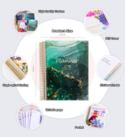 Carnet de notes personnalisé avec logo, spirale, couverture rigide en lin, format B5, agenda A5, planificateur mensuel et hebdomadaire, journal, impression, fonctionnalités de gratitude