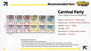 Macchina Acchiappapremi Commerciale Durevole a Quattro Giocatori, con Luci al Neon, Mini Gru Acchiappapremi per Parchi Divertimento, Giochi a Moneta - Product Image 6