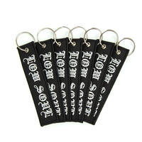 Llavero de tela tejida personalizado con bordado, etiqueta para llaves, etiquetas personalizadas Jet Tags
