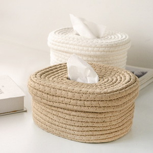 Factory Hot Sale Tissue Paper <b>Storage</b> Box Woven Cotton Rope Baby Tote <b>Basket</b> Organizing Home Decoration - Product Image 2