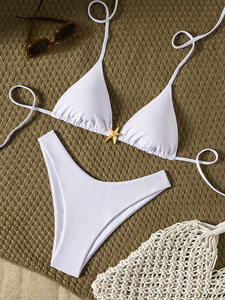 Conjunto de <span class=keywords><strong>Bikini</strong></span> Triangular Metálico de Color Blanco <span class=keywords><strong>S</strong></span>ólido, Sexy, Nuevo 2026 - Product Image 2