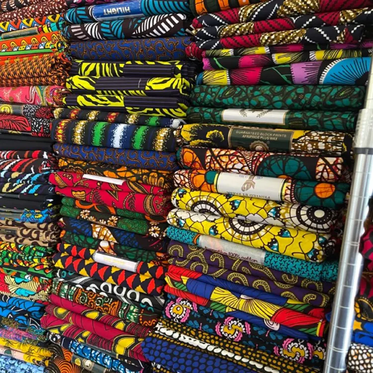 Đầy Màu Sắc Thiết Kế 100 Tinh Khiết Chất Liệu Cotton Kente Gốc Hà Lan khố Sáp In Phi Tissus Bazin Ankara Vải Bởi Các Sân