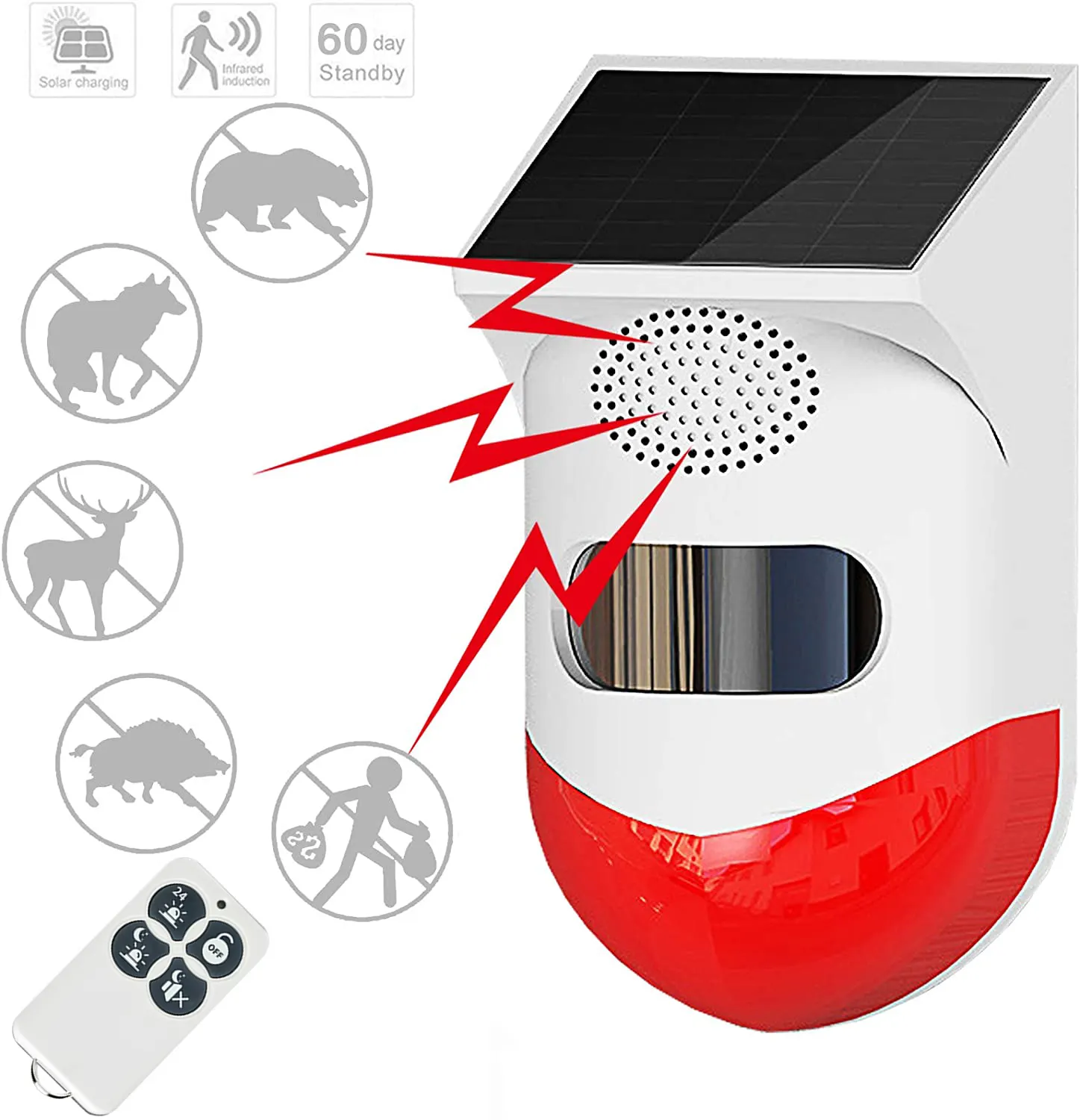 PIR Siren Outdoor Solar Infrared Wireless Waterproof Detector For Home Burglar Security Alarm