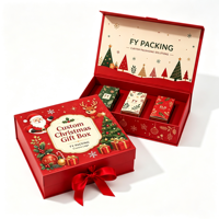Boîte bonbons couvercle rabattable sapin Noël renne imprimée personnalisée papier spécial cadeau
