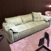 Sofa Tiga Dudukan Berbahan Beludru Frosted, Model Lurus, Flanel, Telinga Gajah, Minimalis Italia, Isian Bulu Angsa Dua Sisi, Untuk Ruang Tamu