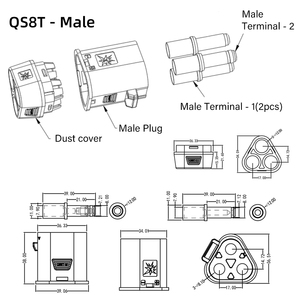 QS8T 3ピン三角コネクタ 130A スナップロック設計 PA金メッキ銅製 オス/メスヘビーデューティードローン用 Eスクーターパワーバッテリー - Product Image 4
