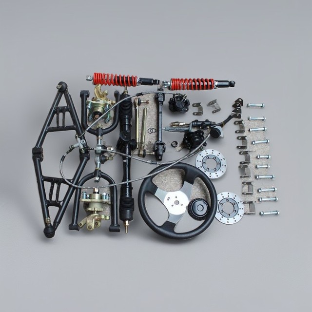 Customized DIY Go Kart ATV Front Axle Suspension Steering Wheel Disc Brake Assembly Electric Buggy Modification Parts
