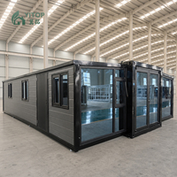 Maison conteneur modulaire préfabriquée, maison conteneur extensible à double aile préfabriquée pour hôtel, villa ou zone touristique
