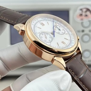 Montre Vintage en Corne de Vache Étanche 2026 Nouveau Boîtier Or Rose Chronographe Mécanique Manuel Homme Luxe Style 1955 - Product Image 1