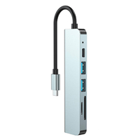 Hub USB-C 6 en 1 Multifunción Tipo C a HDTV Hub 4K 30hz Usb 3.0 SD Tf Estación de Acoplamiento PD Carga Rápida OTG Lector de Tarjetas