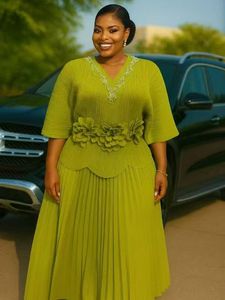 Nuovissimi accessori eleganti da donna Set gonna con diamanti scintillante impreziosita tinta unita Miyaki gonna a maniche corte <span class=keywords><strong>plissettata</strong></span> - Product Image 2