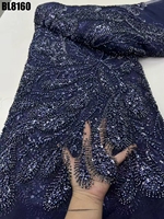 Tissu de dentelle perlée brodée de luxe argentin avec des paillettes lourdes pour robes de mariée élégantes