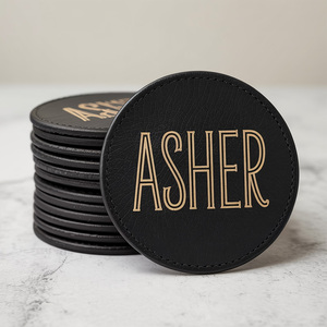 Custom Shop Souvenir Gifts Brand Name PU Promotion Mat Tea Cup Pad Anti-slip Leather Coasters for Drinks