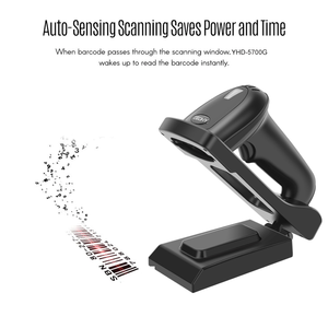 <span class=keywords><strong>Scanner</strong></span> di codici a barre <span class=keywords><strong>Wireless</strong></span> con culla 1D lettore di codici a barre Cordless 100m distanza di trasmissione codice di lettura Laser con Base regolabile - Product Image 2