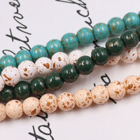 Perles en verre émaillé solides multicolores 6mm 8mm avec points dorés, en stock usine, vente en gros de perles en vrac pour la fabrication de bijoux DIY