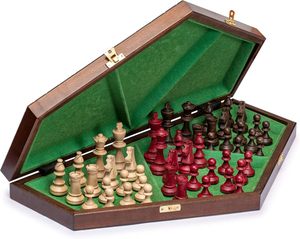 Bộ cờ vua ba người chơi bằng gỗ 21 inch: bảng có thể gập lại, các mảnh thủ công & Lưu trữ lót nỉ cho trò chơi chiến lược - Product Image 3