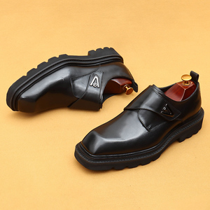 Chaussures en cuir pour hommes à semelles épaisses, rehausseurs de talon, bout large et carré, style coréen, légères, à enfiler, pour affaires et occasions formelles - Product Image 5