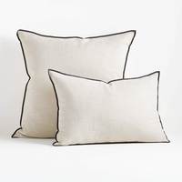 Coussin carré lombaire personnalisé en lin ivoire d'extérieur, hydrofuge, résistant aux UV, séchage rapide, mousse haute densité, antidérapant