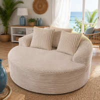 Canapé modulaire rond en tissu velours côtelé pour salon, sans assemblage requis, canapé compressé