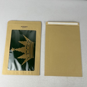 Emballage de cartes de vœux vierges personnalisées, sac en papier kraft, enveloppes brunes recyclées <span class=keywords><strong>A4</strong></span> avec grande fenêtre - Product Image 4