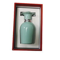 2022 nouveau Design bleu 25ml petit volume bouteille de parfum en verre avec collier de pulvérisation en aluminium en boîte et bouchon en forme de fleur pour parfum