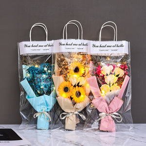 Nuevo Ramo de Flores Artificiales Coloridas Personalizadas, Hechas a Mano, con Luces de Cadena, Ramo Tejido - Product Image 2