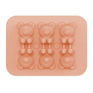 Kustom 3D hewan beruang berbentuk ramah lingkungan es krim cetakan coklat silikon es batu nampan