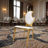 Chaises de salle à manger en acier inoxydable en forme de pomme avec galvanoplastie à dos laser doré pour mariages et salons pour hôtels