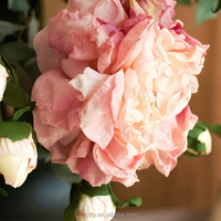 Bunga Sutra Peony 3D Custom dengan Tepi Terbakar, Bunga Artifisial Realistis Lembut untuk Dekorasi Rumah, Pernikahan, Hari Valentine & Hari Ibu