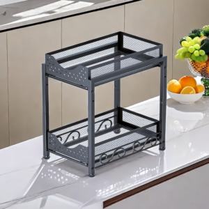 Tiroir <span class=keywords><strong>coulissant</strong></span> en métal noir <span class=keywords><strong>panier</strong></span> en maille organisateur <span class=keywords><strong>coulissant</strong></span> robuste support de Collection de bouteilles d'épices - Product Image 3