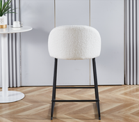 Ensemble de 2 tabourets de bar modernes en velours avec dossier en tissu et repose-pieds en métal - Structure en acier - Noir