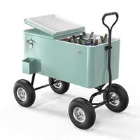 Chariot glacière isotherme 80QT grande capacité en métal avec roues pour aliments et boissons - Utilisation extérieure