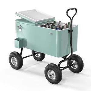 Chariot glacière isotherme 80QT grande capacité en métal avec roues pour aliments et boissons - Utilisation extérieure - Product Image 1