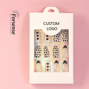 Faux ongles de luxe manucure à la française faux ongles courts en amande <span class=keywords><strong>les</strong></span> faux ongles des en gros stiletto personnalisés - Product Image 3