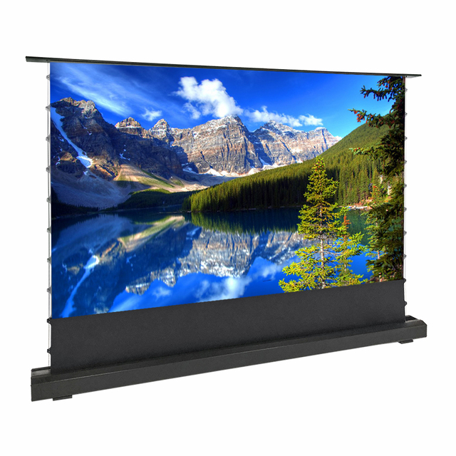 Floor Rising Electronic Tab-tension Projection Screen Ultra Short Throw Laser Projector 100 Inch 16:9 UST ALR Screen PET