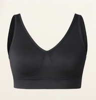 Soutien-gorge convertible noir sans armatures à fermeture magnétique, bretelles réglables, brodé, écologique, bonnet 3/4, confortable, sans coutures, doux