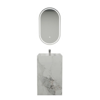 Rock Plate Colonne Intégré Sans Soudure Lavabo Toilette Vanité Combo LED Miroir MDF Construction pour Salle De Bains Petit Appartement