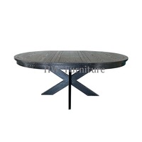 Table à manger extensible en bois noir Heywood, fabriquée à la main, pour la salle à manger et les événements de mariage