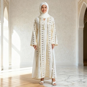 ชุดอาบายะผ้าฝ้ายปักเลื่อมหรูหราสำหรับสตรีมุสลิม ชุดราตรีงานเลี้ยงสั่งตัด - Product Image 3