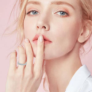 Bijoux en diamant, argent 925, ensemble de bagues éternité unisexe avec diamant rond incolore super premium de 3 mm - Product Image 5