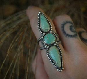 Natural Turquoise Gemstone 925 Solid Sterling Silver Ethnic Semiprecious Fine Jewelry Wedding <b>Rings</b> <b>for</b> Women <b>Men</b> Gift - Product Image 1