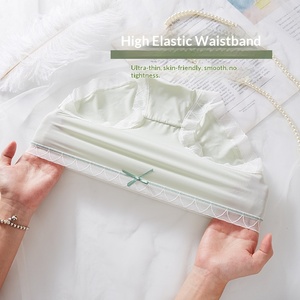 Culotte Hipster Grande Taille en Soie Glacée Effet Seconde Peau, Entrejambe en Coton, Sexy, Sans Traces, avec Nœud en Dentelle, Respirante, Unie, Quotidienne, Été, Taille Mi-Haute - Product Image 4