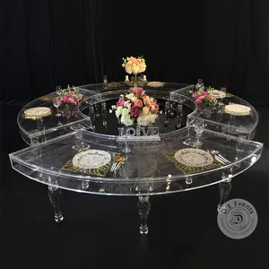 Mesa serpentina acrílica transparente para festa, casamento, eventos de casamento