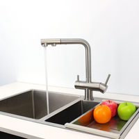 Robinet personnalisable en acier inoxydable AISI 304 sans plomb mitigeur 3 voies filtre de robinet de cuisine extractible 3 en 1 robinet en acier inoxydable